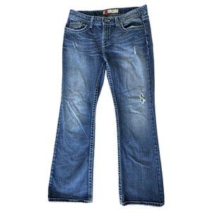 BKE Buckle Kate 31x31 Boot Cut Embellished Thick Stitch Rhinestone Denim Jeans